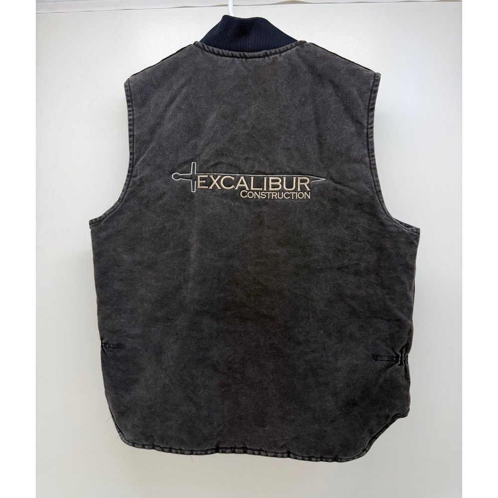 Vintage Carhartt Vest Men's Large Regular Canvas Quilted V02ONX Onyx Made in USA - Picture 2 of 9